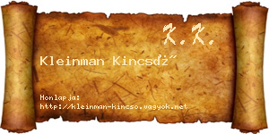 Kleinman Kincső névjegykártya