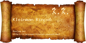 Kleinman Kincső névjegykártya